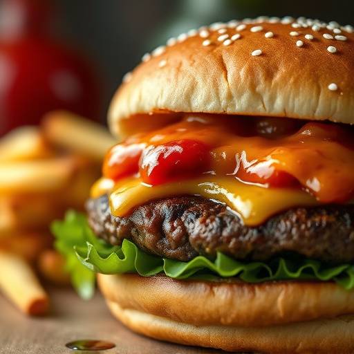 Delicious close-up shot of a burger
