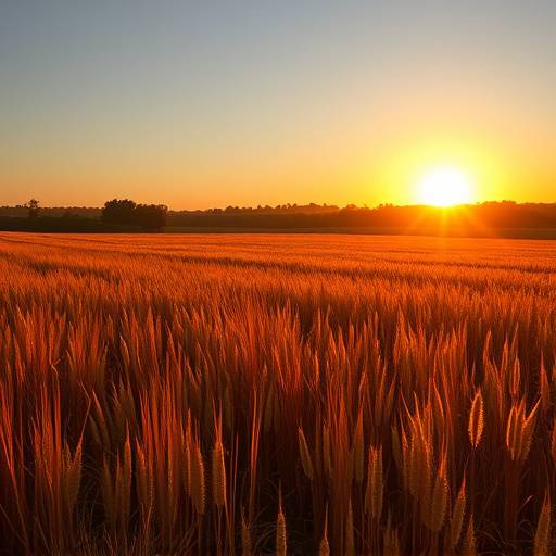 Landscape photo taken during golden hour, showcasing the warm light on a field
